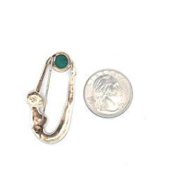 .925 Sterling Silver Green Onyx & Marcasite Art Deco Beauty Pin, 5.3g