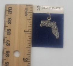 Vintage new Silver plate FLORIDA state travel souvenir charm
