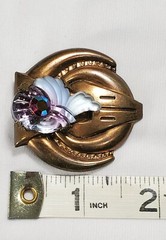 Vintage Gold EdLee Gold Rhinestone Glass Brooch Pin