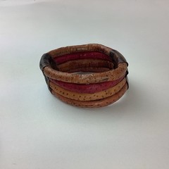 Lot of 5 Vintage Boho Bracelets, Stone, Leather, Brass, Copper