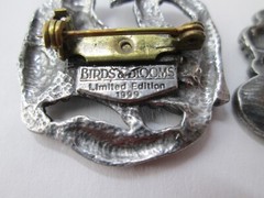 Vintage Pewter Brooches – Lot of 3 Birds and Blooms Bird Flower Chair