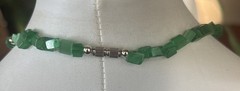 17” Aventurine Quartz Rich Green Necklace Boutique Designer Beaded Barrel Clasp