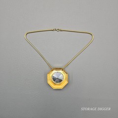 VTG Lanvin Paris Swarovski Crystal Pendant Necklace Gold-Tone Snake Chain 18″