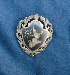 3 pc Set~SIAM STERLING Bracelet~Clip and Pin~Silver and Black with Figures