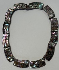 Vintage Taxco Sterling Silver Abalone Necklace Inlaid MCM Choker *Needs Repair*