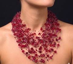 Artisan Stone Collar Necklace Multi Strand Agate stone and crystal