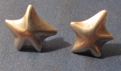 VINTAGE 3D STAR STERLING SILVER PIERCED EARRINGS 3/4 INCHES GOOD QUALITY