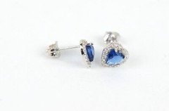 14k Solid White Gold Halo Heart Stud Earrings