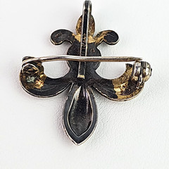 Vintage Fleur-de-Lis Sterling Silver Brooch Pin 925 Pendant Art Deco .75 in