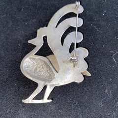 Vtg Peacock Pin Marked Silver Mexico With Turquoise Appox. 33gr Dimensional