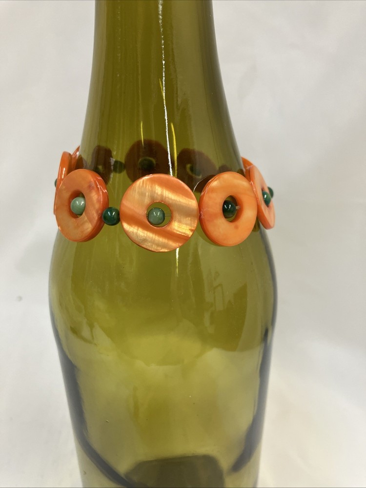 Vtg Orange Button Bracelet Stretchable 8”Unique.repurposed MADE BY TN ARTISAN
