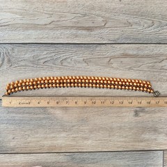 Triple Layer Golden Faux Pearl Beaded Statement Necklace Short