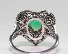 2Ct Art Deco Style Heart Cut Lab-Created Emerald Wedding 14K White Gold FN Ring