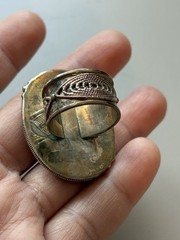 Vintage/Antique Chinese Porcelain Maiden Sterling Silver Ring Size 8.5 READ DESC