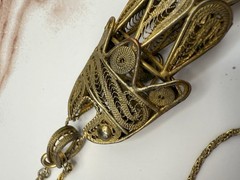 Vintage Ormex Hong Kong Filigree Articulated Fish Pendant Necklace – 5”