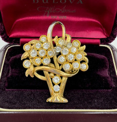 STUNNING VINTAGE BROOCH FLOWER BERRIES BASKET GIARDINETTI LITTLE GARDEN JEWELRY