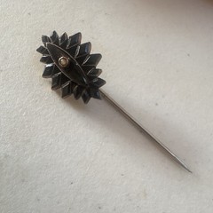 Victorian-era, Stick Pin; Silver Tone w/ Custom Red Velvet Case