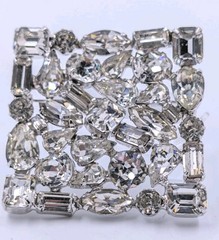 Vtg. WEISS 1950’s Rhinestone Brooch Marquise, Square, Pear, Oval Clear Stones.