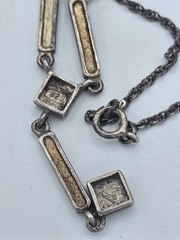 925 Sterling Silver Marcasite Art Deco Drop Y-Necklace 16″ Thailand Vintage