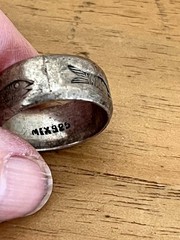 Vintage Mexico heavy Sterling Silver Ring engraved with Fish size 9