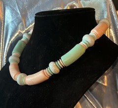 Vintage Avon Sun Bleached Chunky Necklace/Looks Like It Is Made Of Clay W/swirls