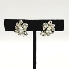 Clear Rhinestone Climber Sparkle Prism Fancy Event Vintage Screwback Earrings