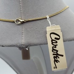 CAROL LEE SIGNED VINTAGE GOLDEN FAUX PEARL GOLDTONE CHAIN NECKLACE 15″