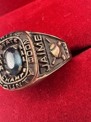 Vintage 2008 AAA state Champ IOLITE stone TROJANS GP school Class Ring 7 Amite c