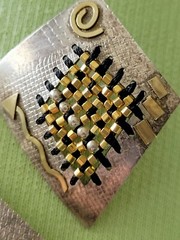 VTG SHARON M. DONOVAN MICHIGAN EARRINGS & PIN 14KT GOLD STERLING AWESOME DESIGN