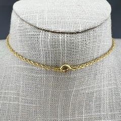Vintage Liz Claiborne Necklace Clear Faceted Bezel Set Pendant Gold Tone Signed