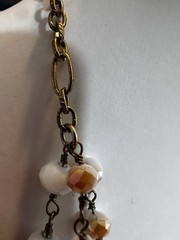 3-Layer Beaded Necklace Gold Tone Multicolor Neutral Boho Chic Long