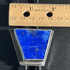 Signed Vintage Sterling 925 Lapis Lazuli Bolo Tie Black Braided w SS tips 50 gra