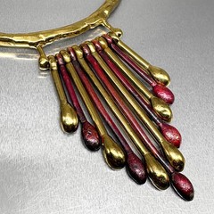 Vtg 1970s KINETIC MODERNIST “Matchstick” NECKLACE Brutalist Copper Brass Mexican