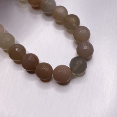 Druzy Stone Bracelet Neutral Color Faceted Gemstone Beads Stretch Chakra 6.25″