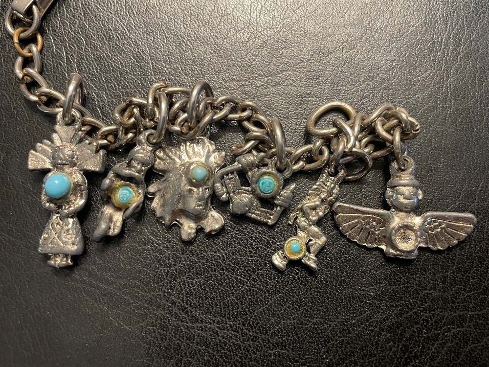 Vintage Silver Tone Charm Bracelet 7″ Fred Harvey Era AZ NM UT CA Western West