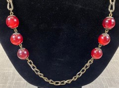 Vintage Gothic Jewelry Y2K Roses Choker Red Beaded Lot of 3 Necklaces & Earrings