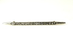 925 Sterling Silver Top Cubic Zirconia Vintage Bar Brooch 3.1 Grams (PEN5771)