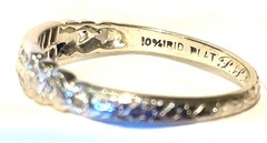 Platinum art deco ring 1933 diamonds .14ct tw single cut type in 2 rows.