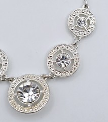 Vintage Avon NRT Silver Tone Medallion Rhinestone Circle Necklace