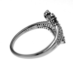 Designer 10k Solid White Gold 1ct Natural Diamond Double By-Pass Ring Size 8.5