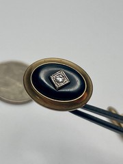 Vintage Dolan Bullock Correct Quality Black Onyx Rhinestone Gold Tone Cufflinks