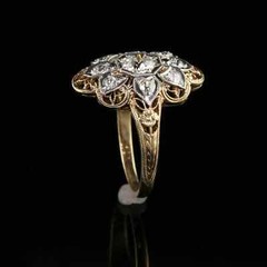 Art Deco Vintage Round Lab Created Diamond 14K Two-Tone Gold FN Engagement Ring