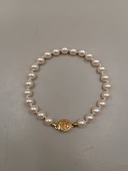 Vtg Faux Pearl Bracelet 7″