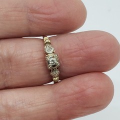 Vintage 14 KT Yellow & White Gold Estate Natural Diamond Promise RING US Size 5