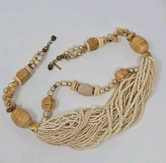 Vintage Lucille Gauthier Chunky Bib Necklace Multi Strand OOAK Boho 1970s 1980s