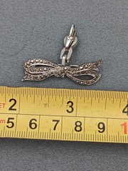 Vintage 800 Silver Marcasite Brooch Pin Watch Fob Pendant Signed 1.5″