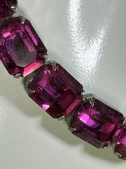 Rare, Vintage Weiss Magenta Rhinestone Necklace Bracelet-Costume Jewelry-AS IS