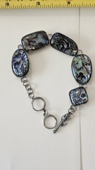 VINTAGE ABALONE 925 STERLING SILVER BRACELET 7+8 Inch Adjustable GORGEOUS…