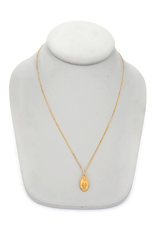 Vintage Gold Filled Mother Mary Religious Medal Necklace 17.75″