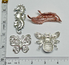 Crystal Rhinestone Bee Butterfly Brooch Pin LOT Insect Bug Animal Blue Brooches